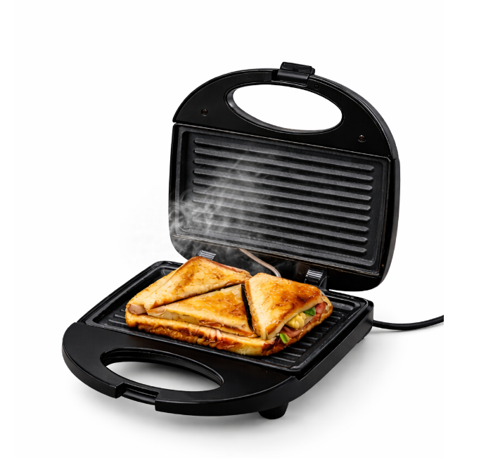 Sandwichera 750W – Rápida, Compacta y Potente para Desayunos Perfectos