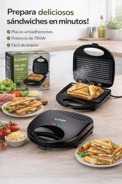 Sandwichera 750W – Rápida, Compacta y Potente para Desayunos Perfectos